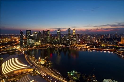 新加坡,中央商务区,天际线,蓝色,钟点