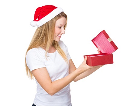 圣诞节,女人,红色,礼物,盒子