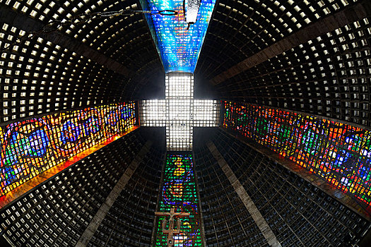 玻璃窗,穹顶,大教堂,里约热内卢,巴西,南美