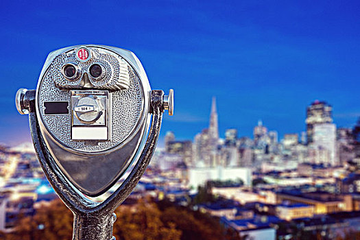 旅游,望远镜,城市,旧金山