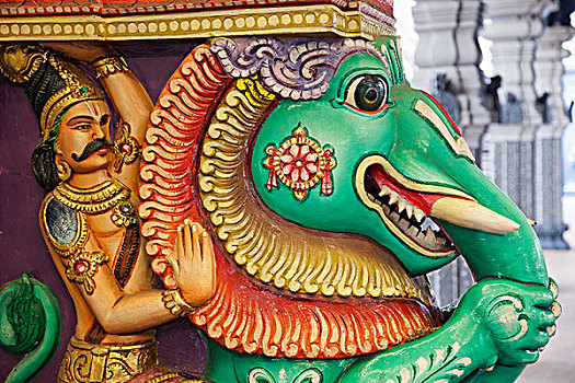 新加坡,小印度,庙宇,大象,雕塑