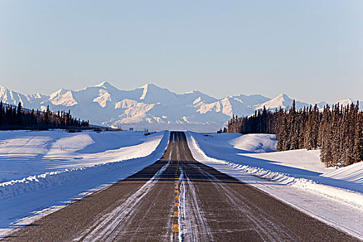 阿拉斯加公路,冬天,克卢恩国家公园,自然保护区,育空地区,加拿大