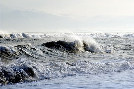 鄂霍次克海,海洋,冬天