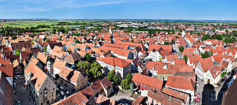 俯视,历史,城镇中心,浪漫大道,斯瓦比亚,巴伐利亚,德国,欧洲