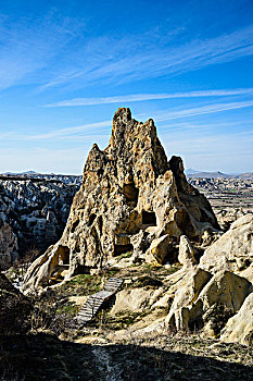 土耳其,中央安纳托利亚,卡帕多西亚,凝灰岩,岩石在乌奇萨,格雷梅谷