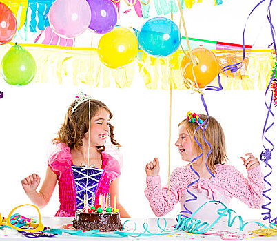 孩子,儿童,生日派对,跳舞,高兴,笑,气球,蜿蜒,花环