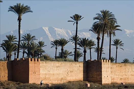 摩洛哥,玛拉喀什,城墙,阿特拉斯山地区