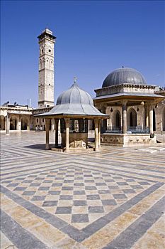 大清真寺,阿勒颇,八世纪,尖塔,约会,生存,局部,今日