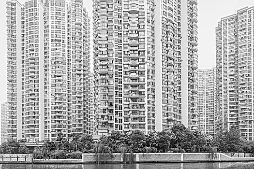 局部,高层建筑,公寓楼,上海,中国
