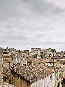 城市,屋顶,中世纪,建筑,阿基坦,法国