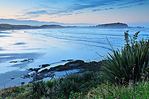 海岸线,黎明,韦斯特波特,南岛,西部,新西兰
