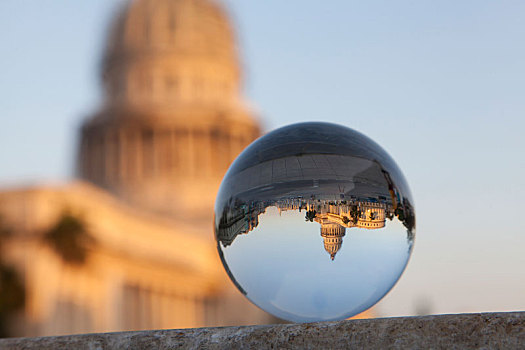 加勒比,古巴,哈瓦那,国家,国会大厦,反射,玻璃球