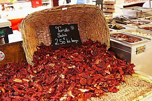 晒番茄干,出售,市场,普罗旺斯地区艾克斯,罗讷河口省,普罗旺斯,法国