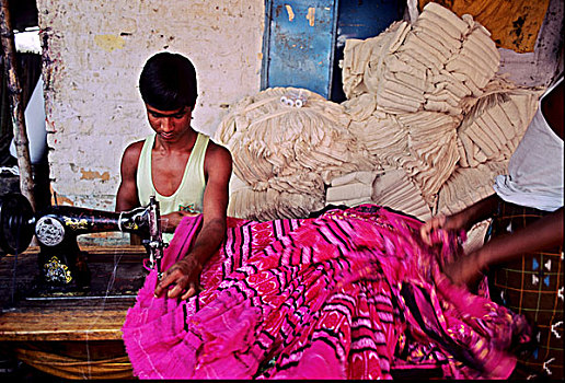 男青年,缝纫机,衣服,产业,孟加拉,数字,年轻人