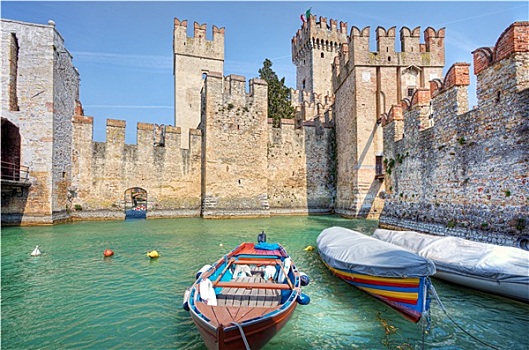 中世纪,城堡,加尔达湖,西尔米奥奈,意大利北部