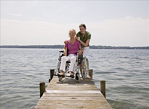 女人,老年,轮椅