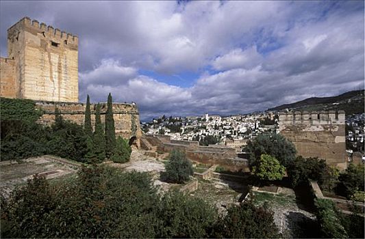 阿尔卡萨瓦城堡,阿尔罕布拉,格拉纳达,安达卢西亚,西班牙
