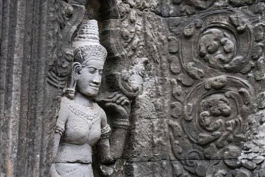 雕塑,印度人,神,吴哥窟,庙宇,收获,柬埔寨,东南亚