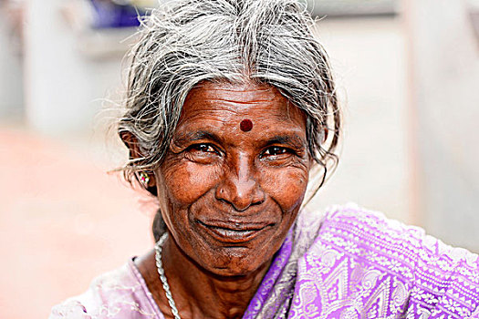 老人,印度女人,头像,迈索尔,印度南部,印度,亚洲