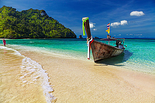 船,热带沙滩,岛屿,安达曼海,泰国