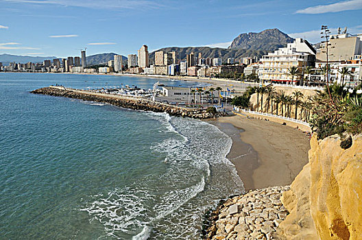 海滩,贝尼多姆,白色海岸,西班牙,欧洲