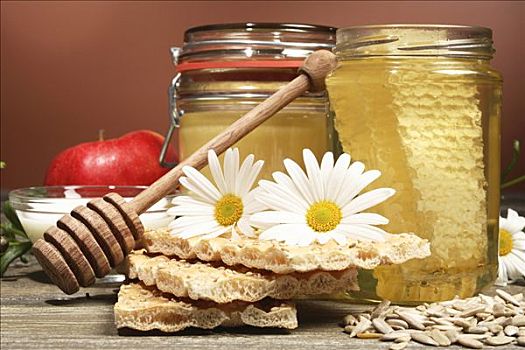 蜂蜜,薄脆饼干,苹果,葵花籽
