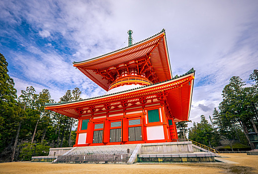 紅色,日本寺廟,漂亮,高野山