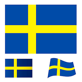 插画,收集,旗帜,象征,瑞典