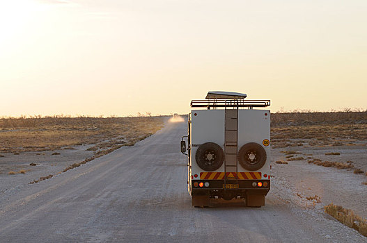 旅游,卡车,砾石,埃托沙国家公园,区域,纳米比亚,非洲