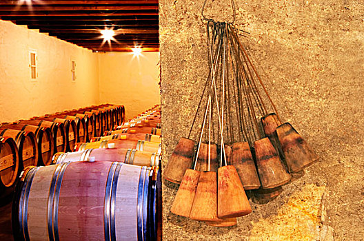 地窖,陈酿,葡萄酒,橡木桶,木质,铁,线,钩,清洁,硫,城堡,波尔多