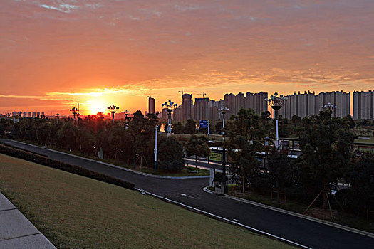 城市,朝霞