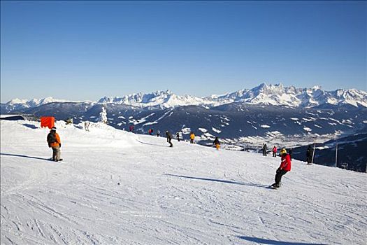 高原,积雪,阿尔卑斯山,滑雪,区域,萨尔茨堡,奥地利,欧洲