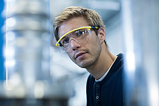 头像,工厂,工程师,戴着,防护,眼镜