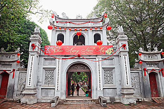 入口,庙宇,文庙,河内,越南