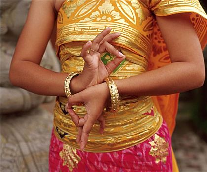 印度尼西亚,巴厘岛,舞者,传统服装,特写,手