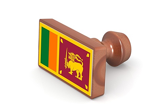 木质,图章,斯里兰卡,旗帜