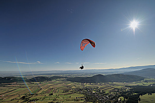 滑翔伞,天桥,棒,下奥地利州,奥地利,欧洲