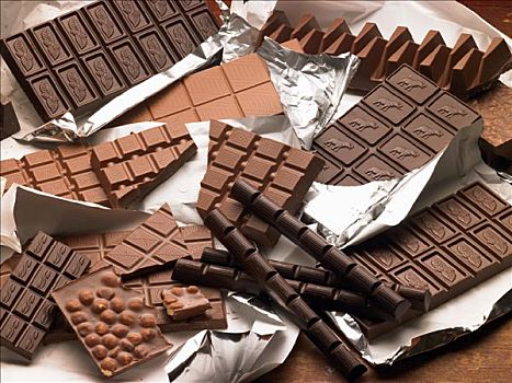 种类,巧克力块,堆积