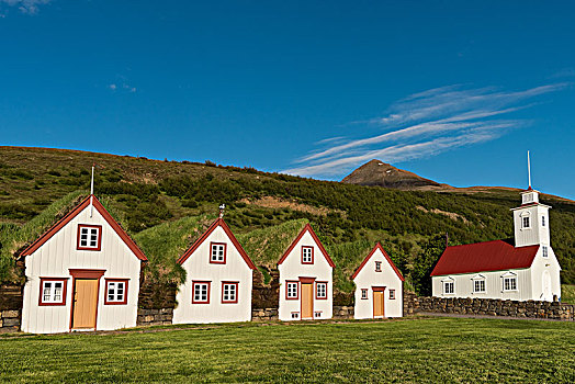 老,冰岛,草皮,房子,露天博物馆,欧洲