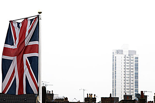 英格兰,伦敦,英国国旗,塔楼,背景