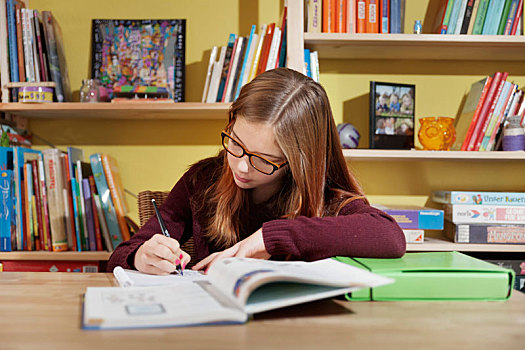 女孩,12岁,家庭作业