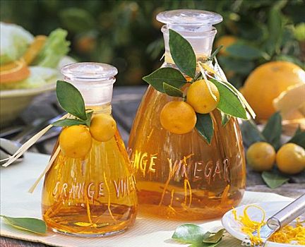 橙子,醋,玻璃,玻璃瓶