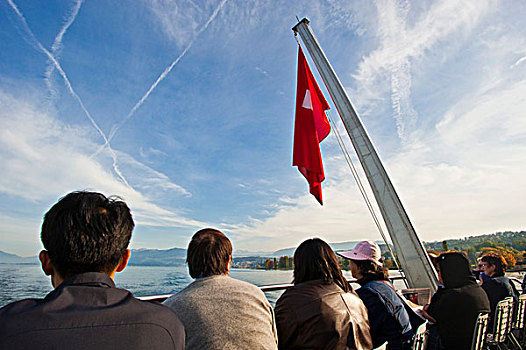 旅游船,苏黎世湖,拉珀斯维尔,瑞士,欧洲