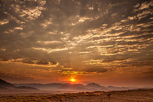 日出,阴天,上方,山,纳米比沙漠,甜点,纳米比亚,非洲