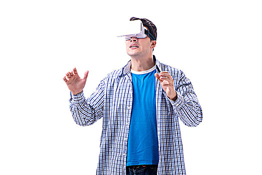 男青年,戴着,虚拟现实,眼镜
