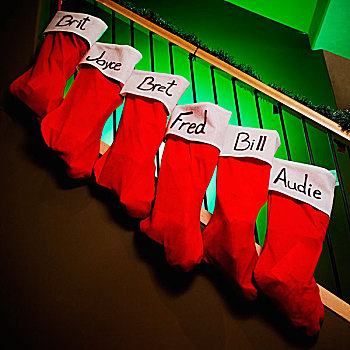 圣诞袜,栏杆,艾伯塔省,加拿大