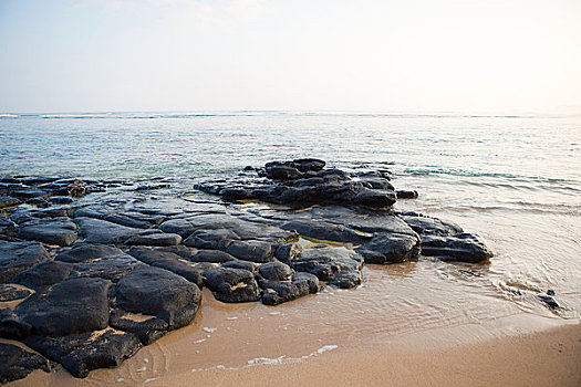 石头,夏威夷,海滩