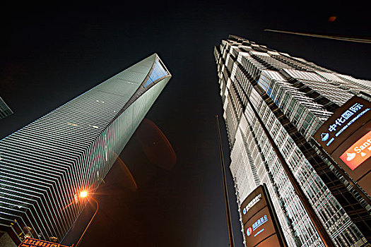 浦东,摩天大楼,夜晚,上海,中国