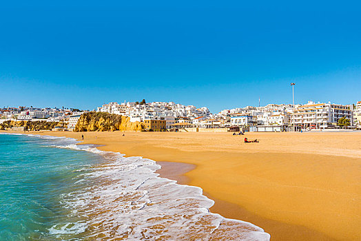 宽,沙滩,城镇风光,阿尔布斐拉,阿尔加维,葡萄牙,欧洲
