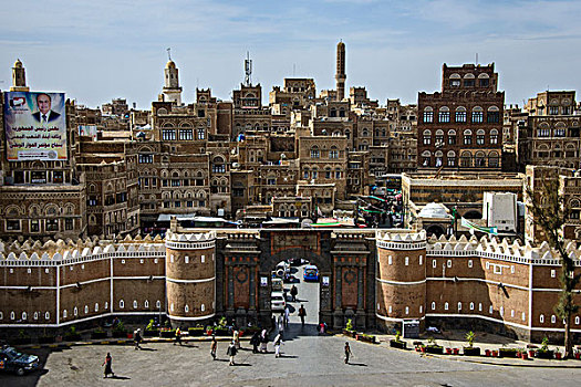 也门,大门,老城,世界遗产,亚洲